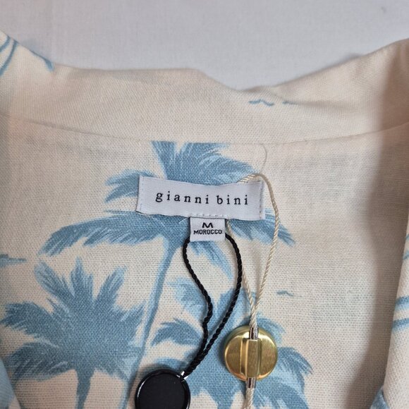 Gianni Bini Womens Size M Margaux Palm Tree Button Front Linen Blend Blouse (62) - Picture 8 of 11